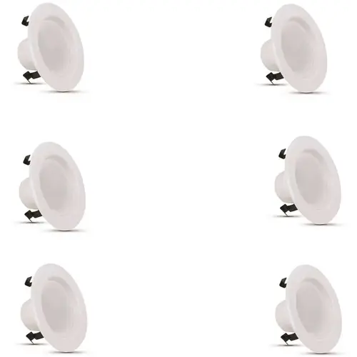 4 in. 50-Watt Equivalent Soft White (2700K) CEC White Integrated LED Retrofit Recessed Retrofit Trim Downlight - pack of 6 4 in. 50-Watt Equivalent Soft White (2700K) CEC White Integrated LED Retrofit Recessed Retrofit Trim Downlight - pack of 6
