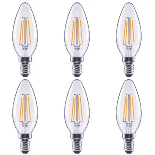 40-Watt Equivalent B11 Dimmable Clear Glass Filament Vintage E12 Candelabra Base Daylight LED Light Bulb - pack of 6