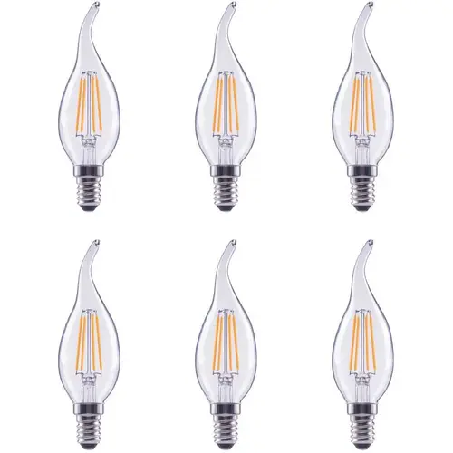 40-Watt Equivalent B11 Flame Tip Dimmable Clear Glass Filament E12 Candelabra Base Soft White LED Light Bulb - pack of 6