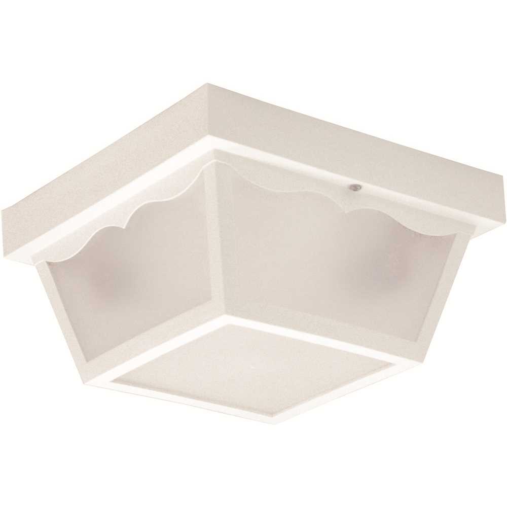 National Brand Alternative FC311-I60-WG 8.25 in. 1-Light White Square Outdoor Ceiling Flush Mount Fixture