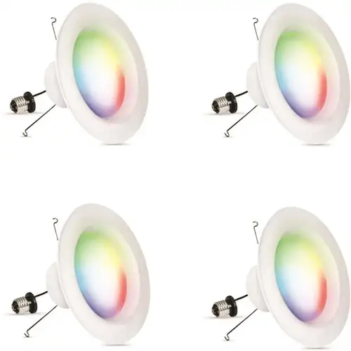 5/6 in. 75-Watt Equiv Smart Wi-Fi RGBW Color Changing Tunable White Integrated LED Retrofit Recessed Light Trim - pack of 4 5/6 in. 75-Watt Equiv Smart Wi-Fi RGBW Color Changing Tunable White Integrated LED Retrofit Recessed Light Trim - pack of 4