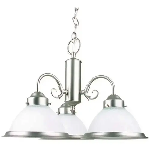 3-Light Brushed Nickel Chandelier with Frosted Glass Shades Color/Finish Family