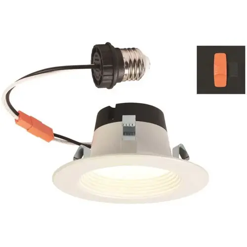 4 in. Selectable Integrated LED Retrofit White Recessed Light Step Baffle Trim