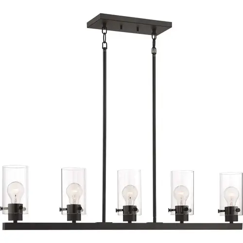 Sommerset 5-Light Matte Black Island Pendant with Clear Glass Shades Color/Finish Family Sommerset 5-Light Matte Black Island Pendant with Clear Glass Shades Color/Finish Family
