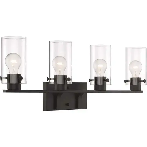 Sommerset 30 in. 4-Light Matte Black Vanity Light with Clear Glass Shades Color/Finish Family