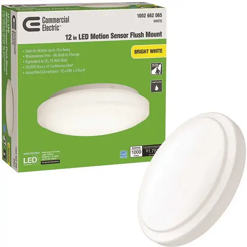 12 in. Adjustable Motion Sensor LED Flush Mount Ceiling Light 1000 Lumens Dimmable Direct Wire 4000K