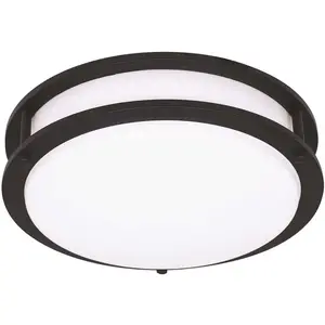 EnviroLite EV1416C3C-43 16 in. Matte Black Integrated Selectable LED CCT Round Flush Mount Light Color/Finish Family