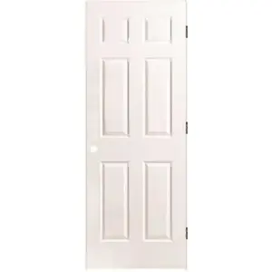 Masonite 34 X 80 LH 6-PNL PH 34 in. x 80 in. Textured 6-Panel Primed White Left Handed Hollow Core Composite Single Prehung Interior Door
