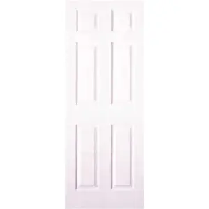 Masonite 0101610340802VV2200010 34 in. x 80 in. Textured 6-Panel Primed White Hollow Core Composite Interior Door Slab Unfinished