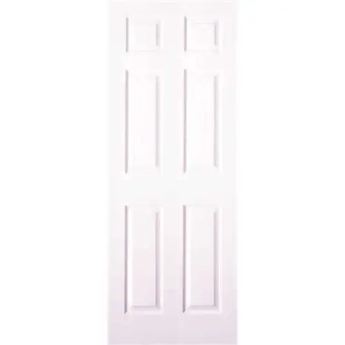 34 in. x 80 in. Textured 6-Panel Primed White Hollow Core Composite Interior Door Slab Unfinished