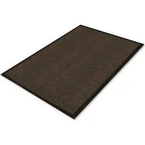 Genuine Joe GJO02401 48 in. W x 72 in. L Rubber Gold Dual-Rib Hard Surface Floor Mat Chocolate