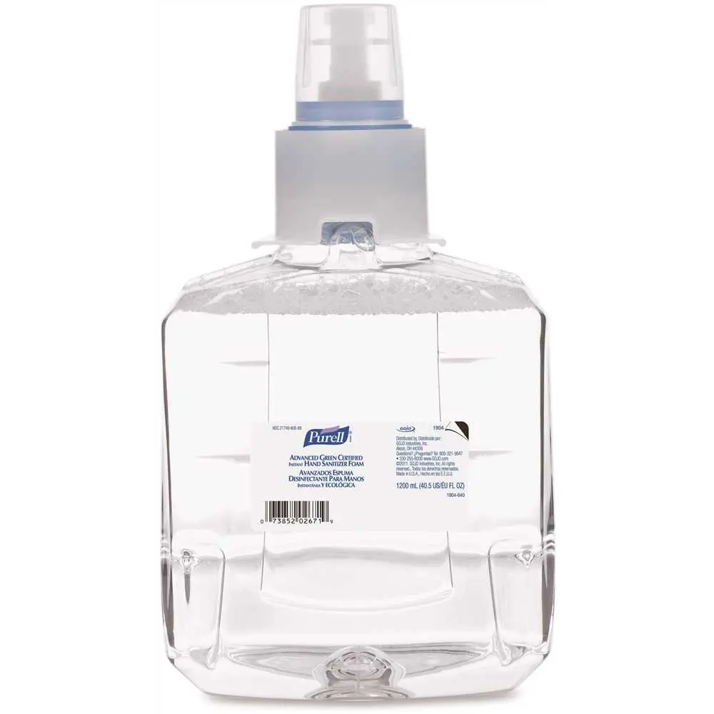 PURELL Advanced Hand Sanitizer Green Certified Refill 1200 mL Alcohol Odor Foam for LTX-12 Dispenser Clear - pack of 2 190402-XCP2 PURELL Advanced Hand Sanitizer Green Certified Refill 1200 mL Alcohol Odor Foam for LTX-12 Dispenser Clear - pack of 2 190402-XCP2