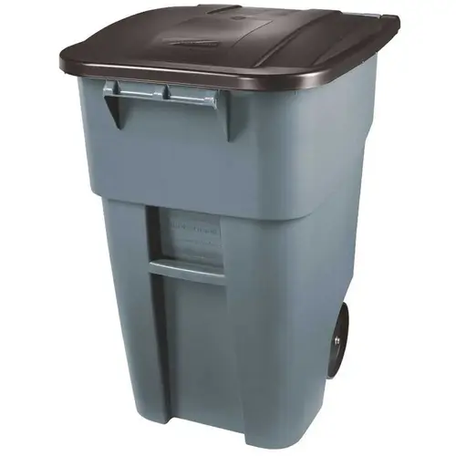 Brute 50 Gal. Grey Rollout Trash Can with Lid Gray Brute 50 Gal. Grey Rollout Trash Can with Lid Gray