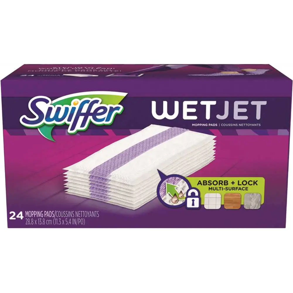 SWIFFER Floor Cleaner Refill WetJet No Scent Pads 24 pack White 003700008443 SWIFFER Floor Cleaner Refill WetJet No Scent Pads 24 pack White 003700008443