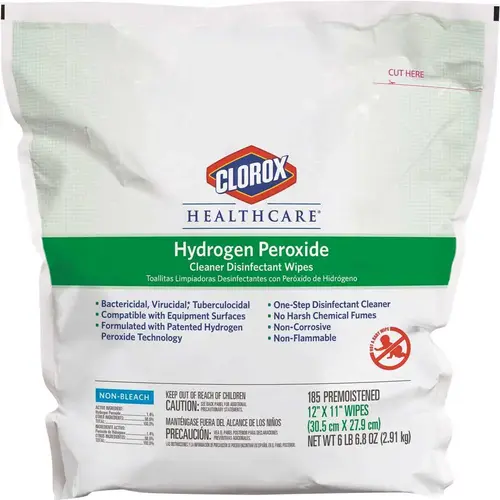 Hydrogen Peroxide Cleaner Disinfectant Wipes Refill White - pack of 185