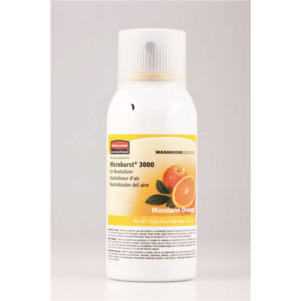 Rubbermaid FG402408 Microburst 3000 Mandarin Orange Odor Neutralizer Aerosol Dispenser Refill
