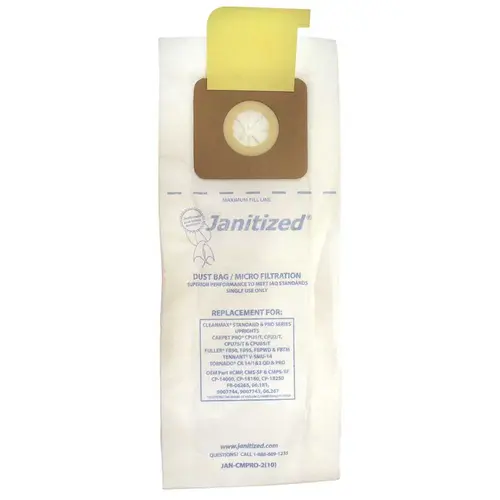 Vacuum Bag for Cleanmax Pro and Standard + Secondary Filters Equivalent to CMP, 9007744 White - pack of 10