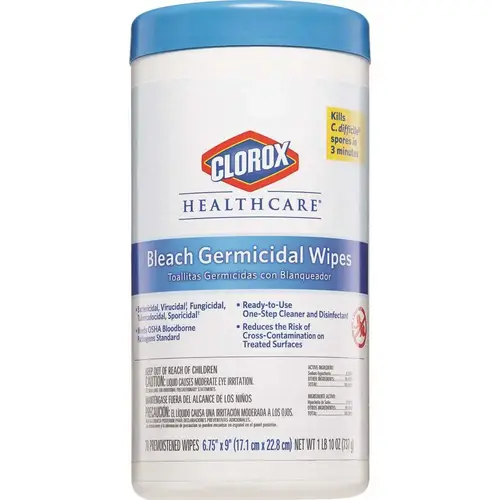 Healthcare Germicidal with Bleach Cleaning Wipes White