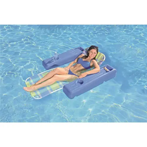 Caribbean Plaid PVC Swimming Pool Float Lounge Blue Caribbean Plaid PVC Swimming Pool Float Lounge Blue