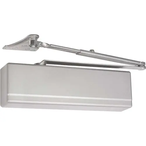 351 Series Surface Door Closer, UO Universal Arm with Parallel Mounting Bracket, ADA Cast Iron Heavy Duty Powerglide Series, Adjustable Spring Size 1-6, TB Thru-Bolts, UL Listed for Fire Rated Doors, All Weather Fluid, Grade 1, 689/EN Sprayed Aluminum