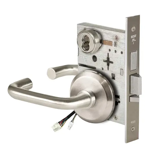 Electric Mortise Lock Satin Nickel Plated Clear Coated Electric Mortise Lock Satin Nickel Plated Clear Coated