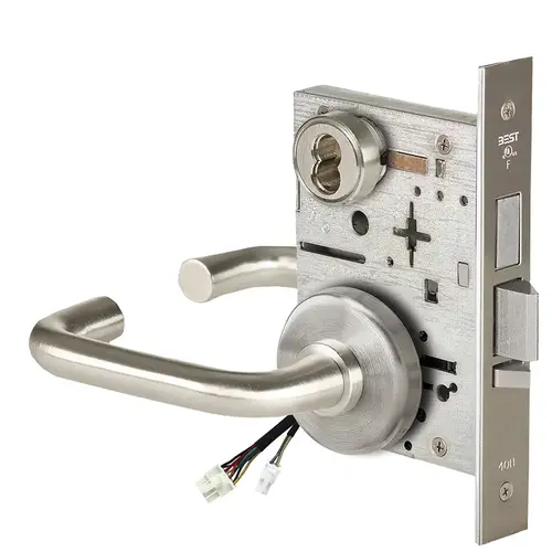 Electric Mortise Lock Satin Nickel Plated Clear Coated Electric Mortise Lock Satin Nickel Plated Clear Coated