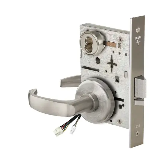 Electric Mortise Lock Satin Nickel Plated Clear Coated Electric Mortise Lock Satin Nickel Plated Clear Coated