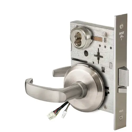 Electric Mortise Lock Satin Nickel Plated Clear Coated Electric Mortise Lock Satin Nickel Plated Clear Coated