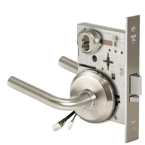 Electric Mortise Lock Satin Nickel Plated Clear Coated Electric Mortise Lock Satin Nickel Plated Clear Coated