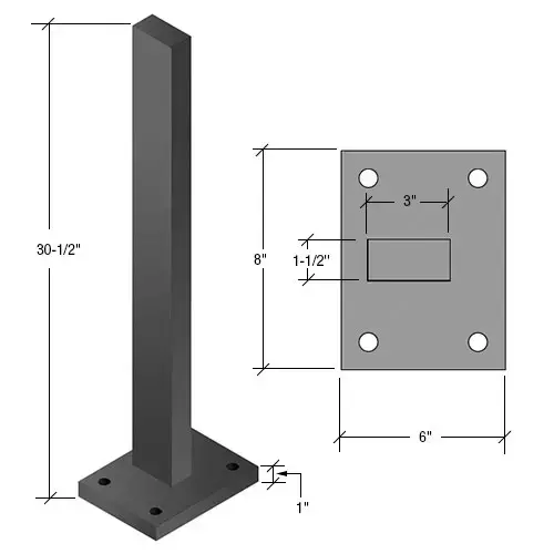 30" Matte Black Cielo Solid Stanchion 30" Matte Black Cielo Solid Stanchion