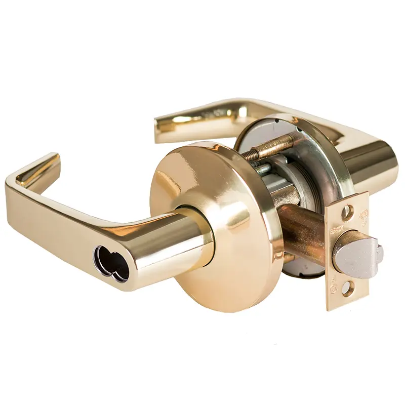 Stanley Best 9K Series 2-3/4 Backset 7 Pin Communicating 15 Lever and L Rose with ANSI Strike Less Core Bright Brass Finish 9K37S15LS3605