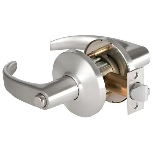 9K Series 2-3/4" Backset Privacy 14 Lever and D Rose with Standard Strike Satin Chrome Finish 9K Series 2-3/4" Backset Privacy 14 Lever and D Rose with Standard Strike Satin Chrome Finish