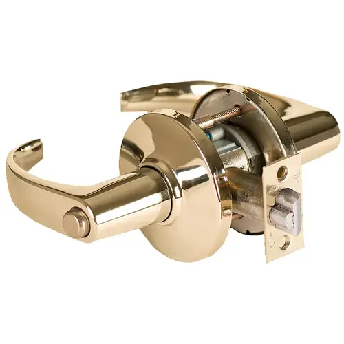 9K Privacy (L) Lock - Grade 1 Cylindrical Non-Keyed Lever Lock Bright Brass 9K Privacy (L) Lock - Grade 1 Cylindrical Non-Keyed Lever Lock Bright Brass