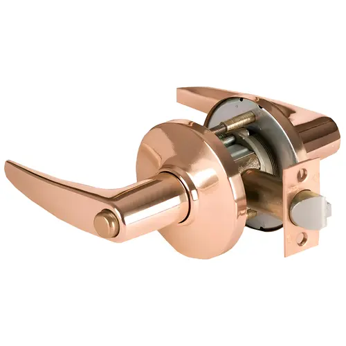 9K Privacy (L) Lock - Grade 1 Cylindrical Non-Keyed Lever Lock Bright Bronze 9K Privacy (L) Lock - Grade 1 Cylindrical Non-Keyed Lever Lock Bright Bronze