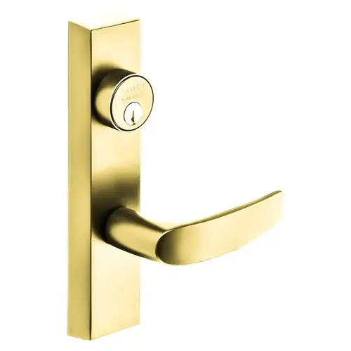 Grade 1 Exit Device Trim, Storeroom Function, Freewheeling Trim, Key Unlocks Trim, Trim Retracts Latch, Trim Relocks when Key is Removed, For Rim (8800) and NB8700 Series Devices, 1-1/8 In. Mortise Cylinder, B Lever, LHR, Bright Brass Bright Brass Grade 1 Exit Device Trim, Storeroom Function, Freewheeling Trim, Key Unlocks Trim, Trim Retracts Latch, Trim Relocks when Key is Removed, For Rim (8800) and NB8700 Series Devices, 1-1/8 In. Mortise Cylinder, B Lever, LHR, Bright Brass Bright Brass