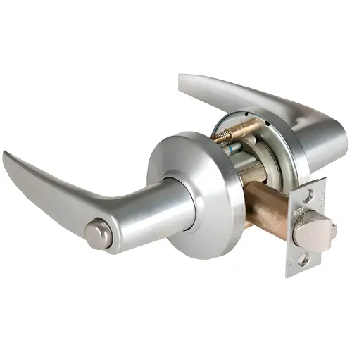 Hospital Privacy Lever, Straight Lever with C Rose (3" Diameter), S3 ASA Strike (4-7/8" x 1-1/4"), 2-3/4" Backset, Grade 1, 626/US26D Satin Chrome Hospital Privacy Lever, Straight Lever with C Rose (3" Diameter), S3 ASA Strike (4-7/8" x 1-1/4"), 2-3/4" Backset, Grade 1, 626/US26D Satin Chrome