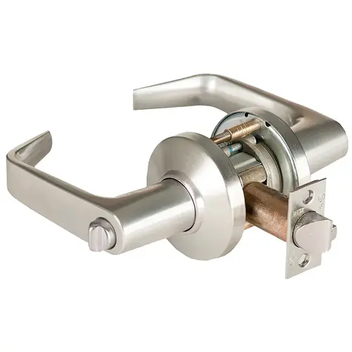 Grade 1 Communicating Cylindrical Lock, Lost Motion, 15 Lever, C Rose, Non-Keyed, Satin Nickel Finish, 2-3/4" ANSI Strike, Non-handed Satin Nickel
