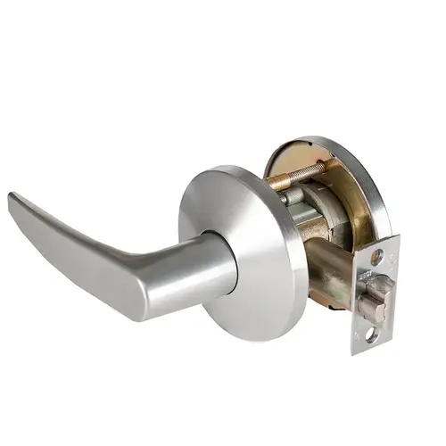 9K Series 2-3/4" Backset Exit 16 Lever and L Rose with ANSI Strike Satin Chrome Finish 9K Series 2-3/4" Backset Exit 16 Lever and L Rose with ANSI Strike Satin Chrome Finish