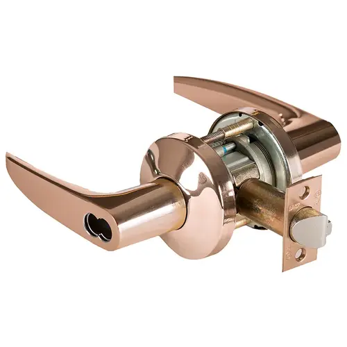 Grade 1 Storeroom Cylindrical Lock, Lost Motion, 16 Lever, K Rose, SFIC Less Core, Bright Bronze Finish, 4-7/8" ANSI Strike, Non-handed Bright Bronze Grade 1 Storeroom Cylindrical Lock, Lost Motion, 16 Lever, K Rose, SFIC Less Core, Bright Bronze Finish, 4-7/8" ANSI Strike, Non-handed Bright Bronze