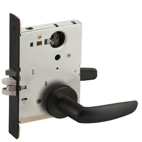 Storeroom Mortise Lock Less Cylinder with 07 Lever and A Rose Matte Black Finish Storeroom Mortise Lock Less Cylinder with 07 Lever and A Rose Matte Black Finish