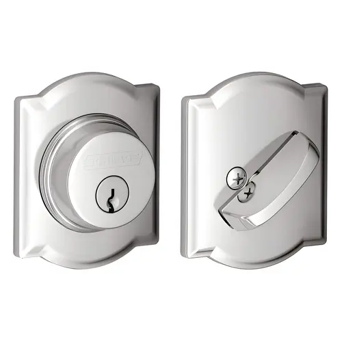 Grade 1 Single Cylinder Deadbolt, Greenwich Trim, Conventional Cylinder, Dual Option Latch, Round Corner Strike with Reinforcer, Keyed Alike, Bright Chrome Bright Chrome Grade 1 Single Cylinder Deadbolt, Greenwich Trim, Conventional Cylinder, Dual Option Latch, Round Corner Strike with Reinforcer, Keyed Alike, Bright Chrome Bright Chrome
