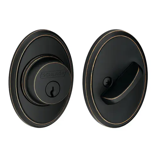 Grade 1 Single Cylinder Deadbolt, Conventional Cylinder, Triple Option Latch, Round Corner Strike with Reinforcer, Keyed Alike, Antique Bronze Antique Bronze