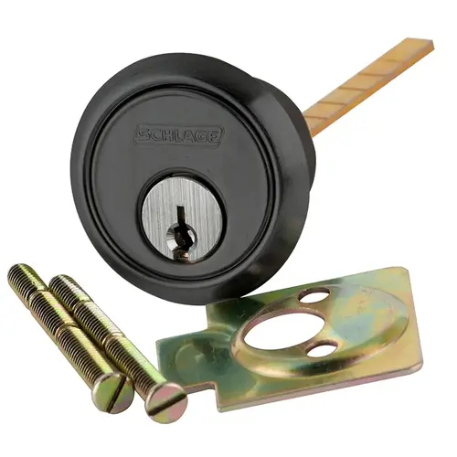 Rim Cylinder, 6-pin, S123 Keyway, Keyed Different, Horizontal Tailpiece Cam, 2 Keys, Flat Black Coated Finish, Non-handed Flat Black Coated Rim Cylinder, 6-pin, S123 Keyway, Keyed Different, Horizontal Tailpiece Cam, 2 Keys, Flat Black Coated Finish, Non-handed Flat Black Coated