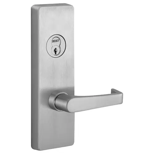 Right Hand Reverse Key Retracting Latchbolt Exit Trim with A Lever Satin Stainless Steel Finish Right Hand Reverse Key Retracting Latchbolt Exit Trim with A Lever Satin Stainless Steel Finish
