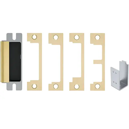 12 / 24 Volt DC Electric Strike Complete Pac for Deadbolt Locks Satin Brass Finish 12 / 24 Volt DC Electric Strike Complete Pac for Deadbolt Locks Satin Brass Finish