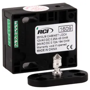 RCI 3510LM Electromechanical Cabinet Lock with Latch Monitoring Black Finish Applied