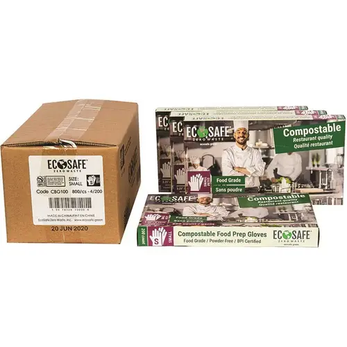 0.7 mil Small Green Compostable Food Prep Gloves Color/Finish Family - pack of 800