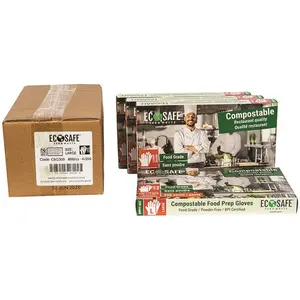 ECOSAFE CBG300 0.7 mil Large Green Compostable Food Prep Gloves Color/Finish Family - pack of 800