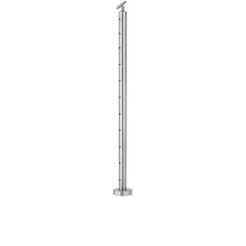 Cable Railing Posts Prefabricated, Ready To Install Adjustable Saddle Style 42" Guardrail Post Height Floor Mount Center Type Satin Cable Railing Posts Prefabricated, Ready To Install Adjustable Saddle Style 42" Guardrail Post Height Floor Mount Center Type Satin