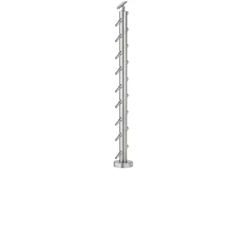 Cable Railing Posts Prefabricated, Ready To Install Adjustable Saddle Style 36" Standard Post Height Floor Mount Stair Top Type Satin